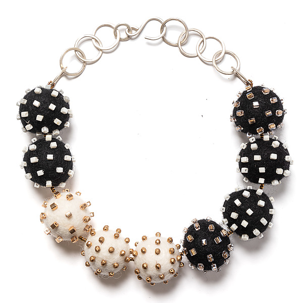 Big Beaded Felt Necklace by Linda May (Silver Necklace) | Artful Home Big Beaded Felt Necklace by Linda May (Silver Necklace) | Artful Home