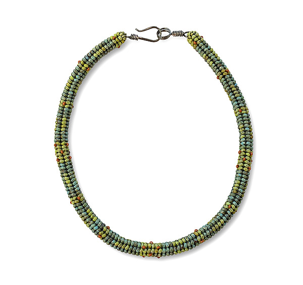 Turquoise Wasabi Woven Necklace by Sheila Fernekes (Beaded Necklace) | Artful Home Turquoise Wasabi Woven Necklace by Sheila Fernekes (Beaded Necklace) | Artful Home