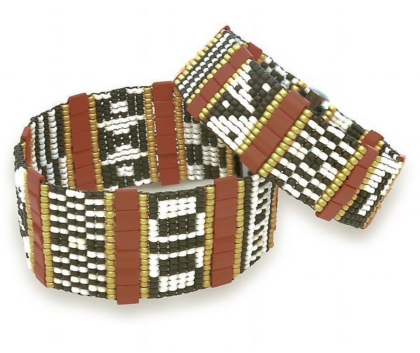 Beaded Cuff with Gold Accents by Sheila Fernekes (Beaded Bracelet) | Artful Home Beaded Cuff with Gold Accents by Sheila Fernekes (Beaded Bracelet) | Artful Home