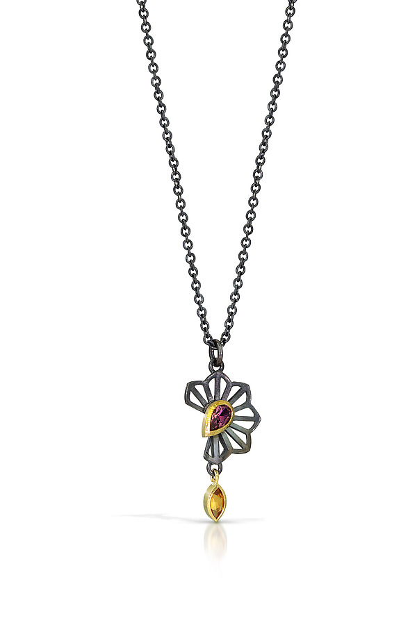 Petite Hyacinth Fold Origami Necklace by Karin Jacobson (Gold, Silver & Stone Necklace) | Artful Home Petite Hyacinth Fold Origami Necklace by Karin Jacobson (Gold, Silver & Stone Necklace) | Artful Home