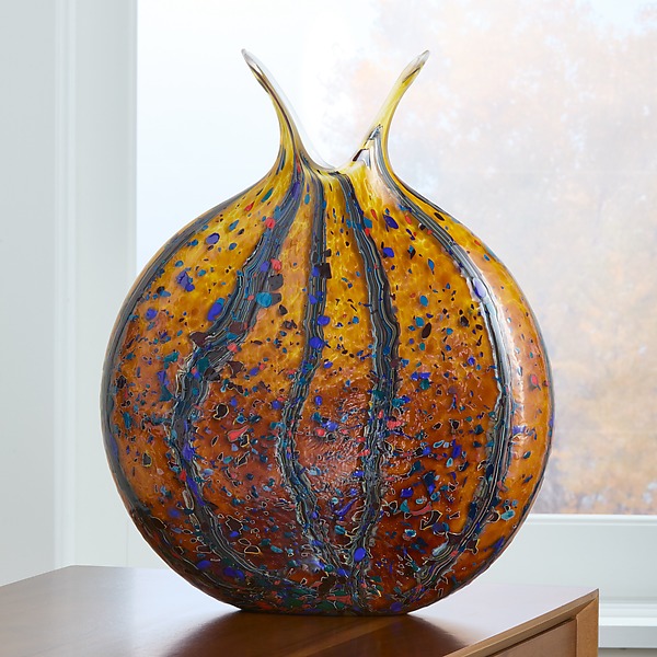 Wild Honey Reactive Series Flat Vase by Grateful Gathers Glass (Art Glass Vase) | Artful Home Wild Honey Reactive Series Flat Vase by Grateful Gathers Glass (Art Glass Vase) | Artful Home