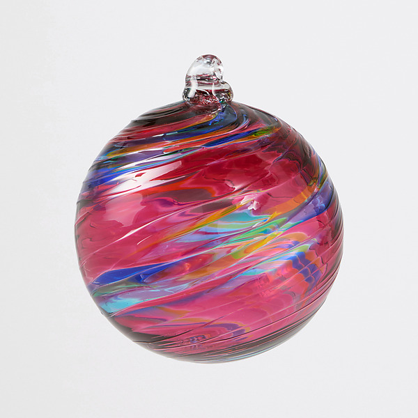 Helix Ball-Rainbow with Cranberry by Michael Trimpol and Monique LaJeunesse (Art Glass Ornament) | Artful Home Helix Ball-Rainbow with Cranberry by Michael Trimpol and Monique LaJeunesse (Art Glass Ornament) | Artful Home