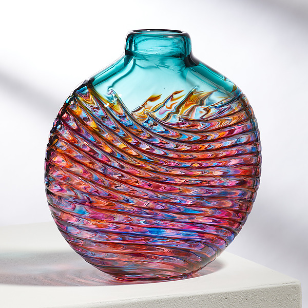 Optic Rib Flat Vase by Michael Trimpol and Monique LaJeunesse (Art Glass Vase) | Artful Home Optic Rib Flat Vase by Michael Trimpol and Monique LaJeunesse (Art Glass Vase) | Artful Home