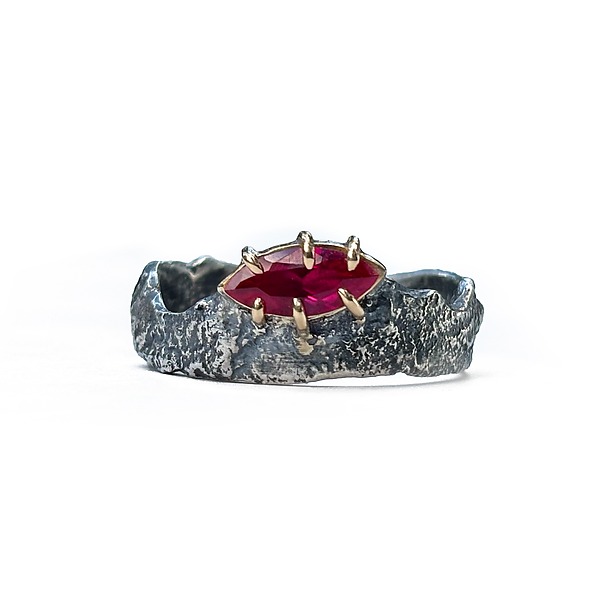 Ruby Marquise Ring by Emily Hunziker Phillips (Gold, Silver & Stone Ring - Size 7.5) | Artful Home Ruby Marquise Ring by Emily Hunziker Phillips (Gold, Silver & Stone Ring - Size 7.5) | Artful Home