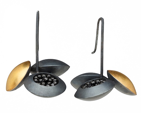 Lentil Trio Earrings by Boline Strand (Gold, Silver & Stone Earrings) | Artful Home Lentil Trio Earrings by Boline Strand (Gold, Silver & Stone Earrings) | Artful Home