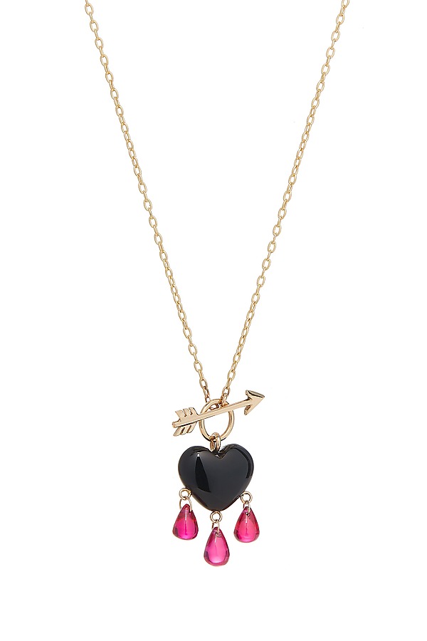 Bleeding Onyx Heart Necklace by Rachel Quinn (Gold & Stone Necklace) | Artful Home Bleeding Onyx Heart Necklace by Rachel Quinn (Gold & Stone Necklace) | Artful Home