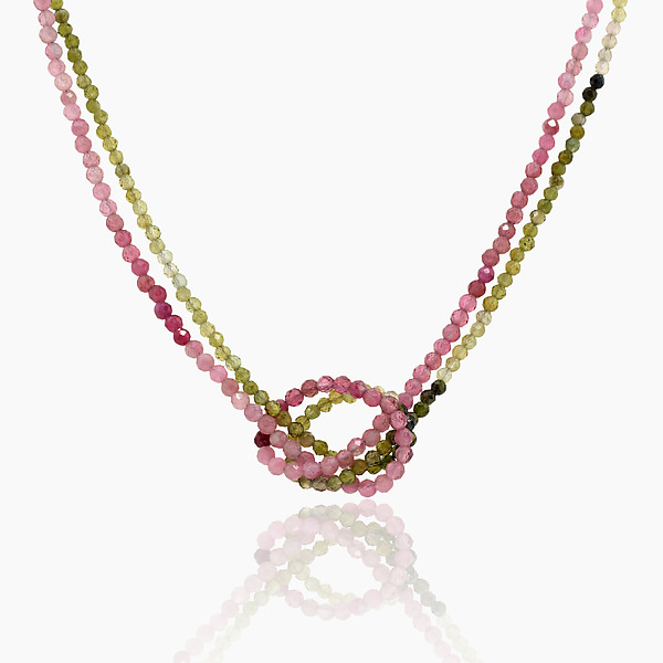 Pink & Green Tourmaline Knot Choker by Lori Kaplan (Gold & Stone Necklace) | Artful Home Pink & Green Tourmaline Knot Choker by Lori Kaplan (Gold & Stone Necklace) | Artful Home