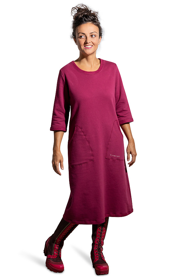 Jewel Neck Cotton Sweatshirt Encoded Dress by LeMair Handcrafts (Knit Dress) | Artful Home Jewel Neck Cotton Sweatshirt Encoded Dress by LeMair Handcrafts (Knit Dress) | Artful Home