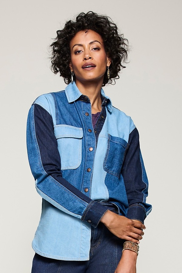 Denim Titan Shirt by Lisa Bayne (Denim Top) | Artful Home Denim Titan Shirt by Lisa Bayne (Denim Top) | Artful Home