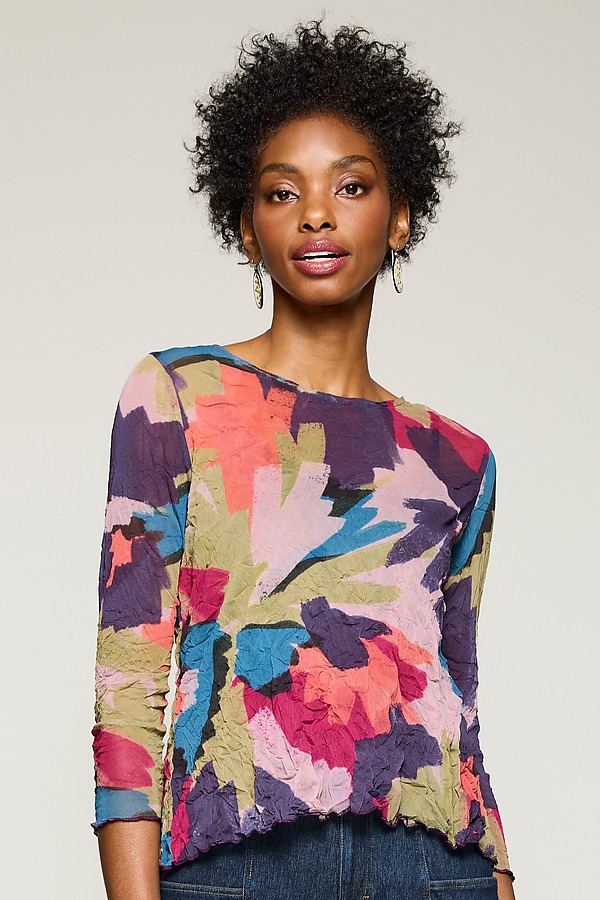 Mesh Jewel Neck Top by Lisa Bayne (Knit Top) | Artful Home Mesh Jewel Neck Top by Lisa Bayne (Knit Top) | Artful Home