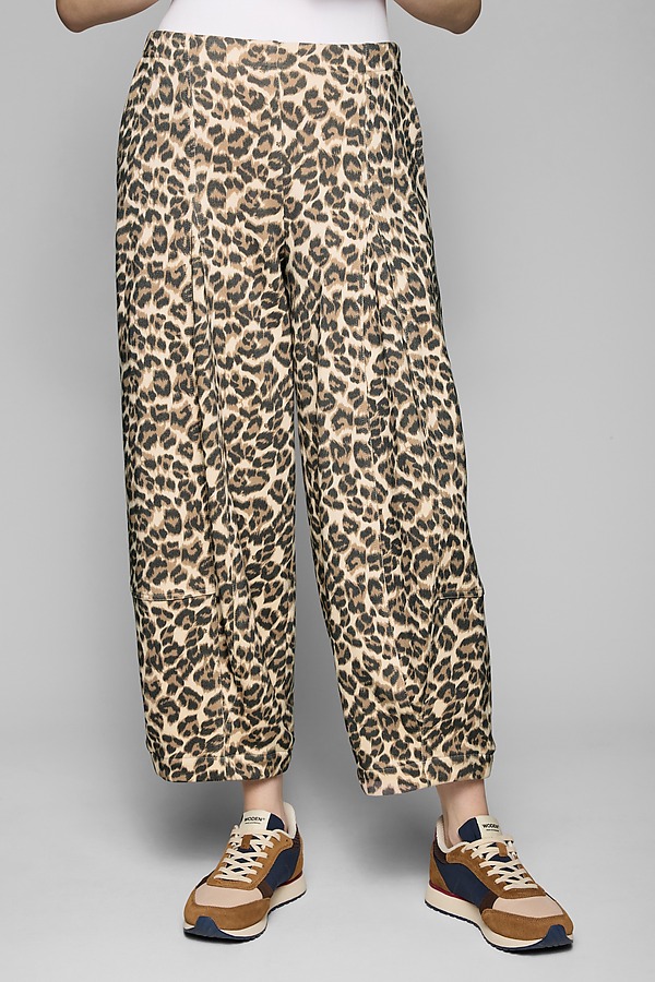 Leopard Barrel Leg Pant by Lisa Bayne (Knit Pant) | Artful Home Leopard Barrel Leg Pant by Lisa Bayne (Knit Pant) | Artful Home