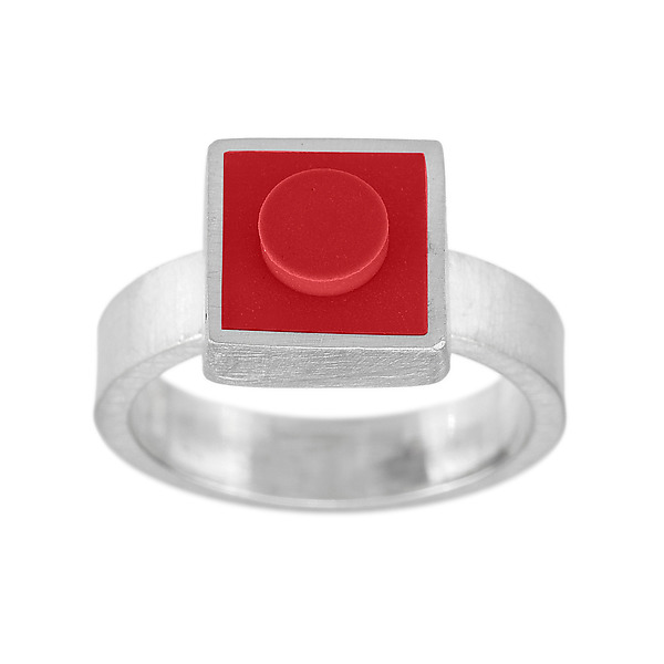 Forever Young Small Brick Ring by JacQueline Sanchez (Silver & Plastic Ring) | Artful Home Forever Young Small Brick Ring by JacQueline Sanchez (Silver & Plastic Ring) | Artful Home