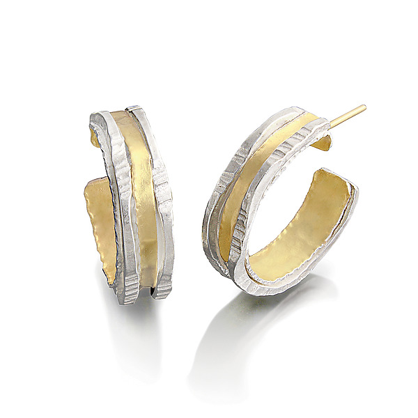 Luna Hoops by Sana Doumet (Gold & Silver Earrings) | Artful Home Luna Hoops by Sana Doumet (Gold & Silver Earrings) | Artful Home