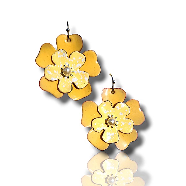 Blossom Earrings by Dawn Lombard (Steel & Enamel Earrings) | Artful Home Blossom Earrings by Dawn Lombard (Steel & Enamel Earrings) | Artful Home