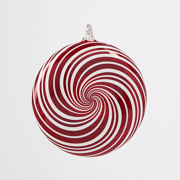 Red and White Lollipop Swirl by Dan Albrecht (Art Glass Ornament) | Artful Home Red and White Lollipop Swirl by Dan Albrecht (Art Glass Ornament) | Artful Home