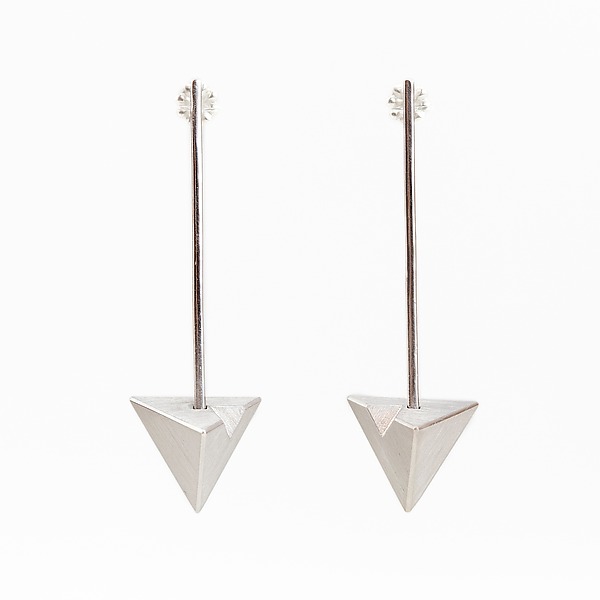 Dangle Triangle Earrings by Zhenwei Chu (Gold & Silver Earrings) | Artful Home Dangle Triangle Earrings by Zhenwei Chu (Gold & Silver Earrings) | Artful Home
