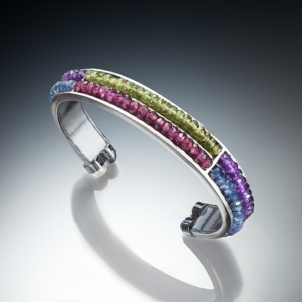 Gemstone Cuff Bracelet by Susan Kinzig (Silver & Stone Bracelet) | Artful Home Gemstone Cuff Bracelet by Susan Kinzig (Silver & Stone Bracelet) | Artful Home