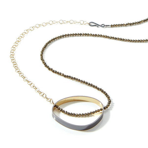 Gold Inside Oval Necklace by Susan Kinzig (Gold, Silver & Stone Necklace) | Artful Home Gold Inside Oval Necklace by Susan Kinzig (Gold, Silver & Stone Necklace) | Artful Home