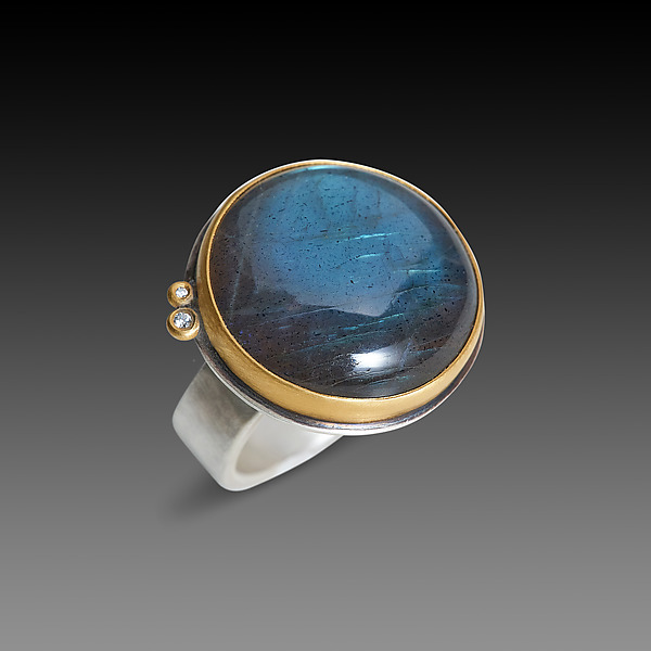 Smooth Round Labradorite Ring by Ananda Khalsa (Stone Ring) | Artful Home Smooth Round Labradorite Ring by Ananda Khalsa (Stone Ring) | Artful Home