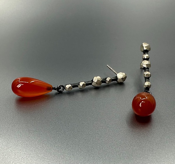 Carnelian Rock Line Earrings by Dahlia Kanner (Silver & Stone Earrings) | Artful Home Carnelian Rock Line Earrings by Dahlia Kanner (Silver & Stone Earrings) | Artful Home
