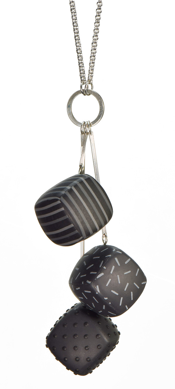 Long Triple Cube Pendant Necklace by Phyllis Pollema-Cahill (Polymer Necklace) | Artful Home Long Triple Cube Pendant Necklace by Phyllis Pollema-Cahill (Polymer Necklace) | Artful Home