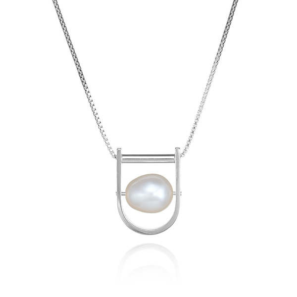 U Sliding Necklace by Tomomi Hamano (Silver & Pearl Necklace) | Artful Home U Sliding Necklace by Tomomi Hamano (Silver & Pearl Necklace) | Artful Home