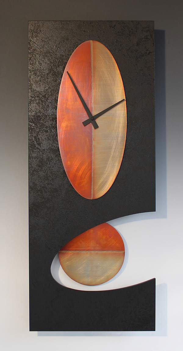 Black Oval Pendulum Clock by Leonie Lacouette (Metal & Wood Clock) | Artful Home Black Oval Pendulum Clock by Leonie Lacouette (Metal & Wood Clock) | Artful Home