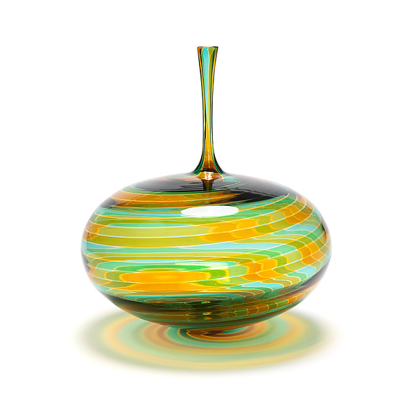 Swirl Bottle, Green and Gold 2 by Michael Hayes (Art Glass Vessel) | Artful Home Swirl Bottle, Green and Gold 2 by Michael Hayes (Art Glass Vessel) | Artful Home