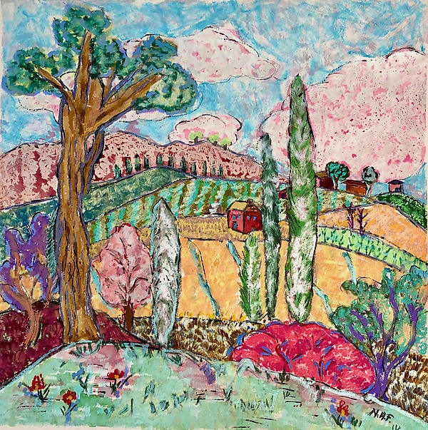 Houses Among the Clouds by Nan Hass Feldman (Mixed-Media Painting) | Artful Home Houses Among the Clouds by Nan Hass Feldman (Mixed-Media Painting) | Artful Home