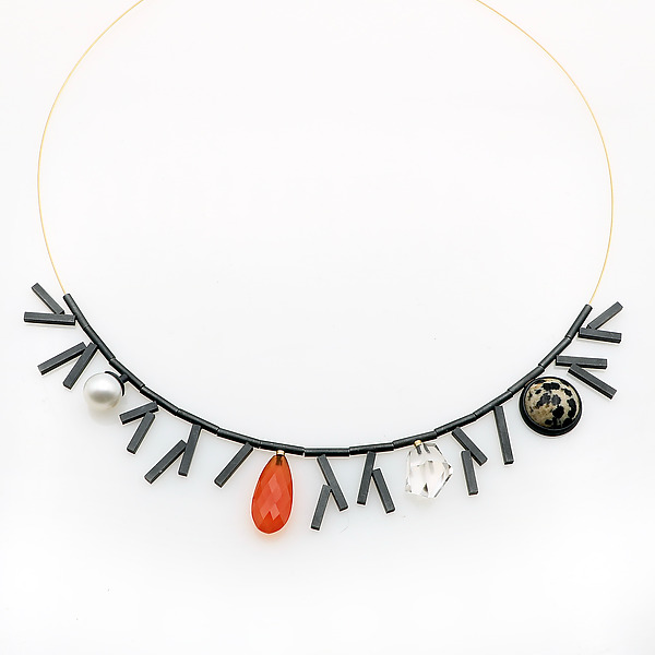 Carnelian & Jasper Necklace by Hughes & Templin (Gold, Silver & Stone Necklace) | Artful Home Carnelian & Jasper Necklace by Hughes & Templin (Gold, Silver & Stone Necklace) | Artful Home