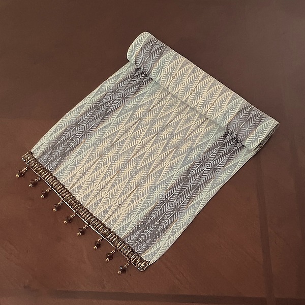 Handwoven Blue Steel Bamboo Table Runner by Constance Collins (Bamboo Table Runner) | Artful Home Handwoven Blue Steel Bamboo Table Runner by Constance Collins (Bamboo Table Runner) | Artful Home