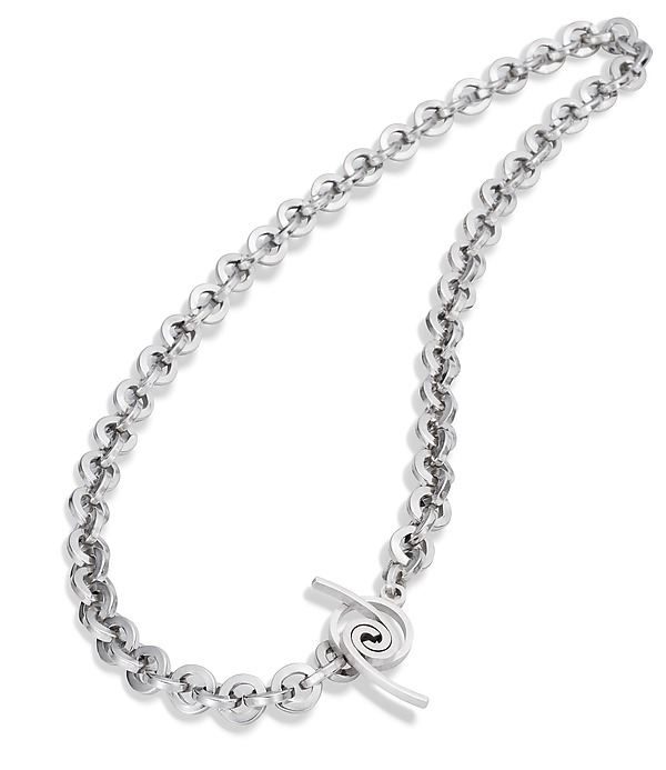 Windswept Toggle with Heavy Chain Necklace by Martha Seely (Silver Necklace) | Artful Home Windswept Toggle with Heavy Chain Necklace by Martha Seely (Silver Necklace) | Artful Home
