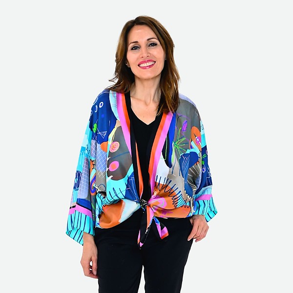 Turkoise Kimono by Isabelle Gougenheim (Silk Jacket) | Artful Home Turkoise Kimono by Isabelle Gougenheim (Silk Jacket) | Artful Home