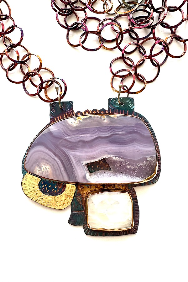 Magical Purples & Crystals Necklace by Julie Shaw (Gold, Silver & Stone Necklace) | Artful Home Magical Purples & Crystals Necklace by Julie Shaw (Gold, Silver & Stone Necklace) | Artful Home