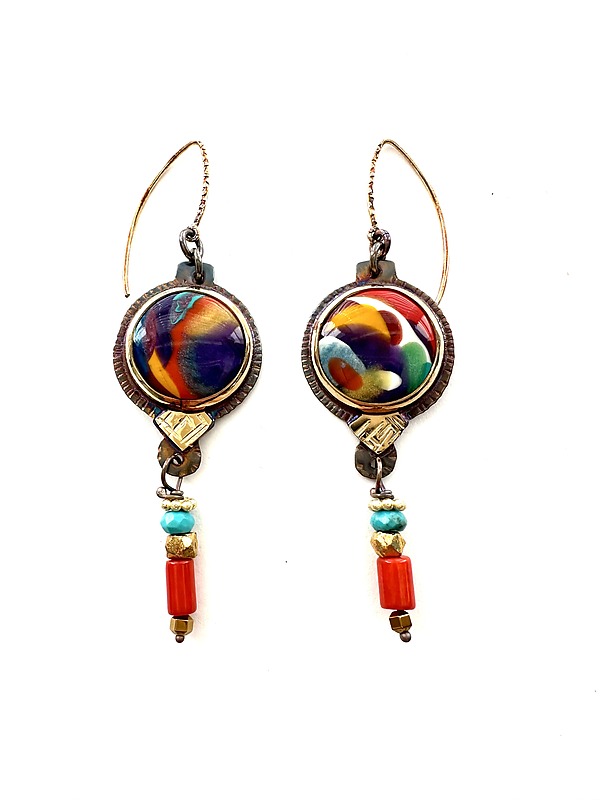 Bountiful Color Earrings by Julie Shaw (Gold, Silver & Stone Earrings) | Artful Home Bountiful Color Earrings by Julie Shaw (Gold, Silver & Stone Earrings) | Artful Home