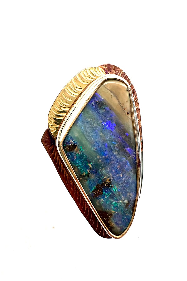 Mystery Scape Ring by Julie Shaw (Gold, Silver & Stone Ring - Size 7.25) | Artful Home Mystery Scape Ring by Julie Shaw (Gold, Silver & Stone Ring - Size 7.25) | Artful Home