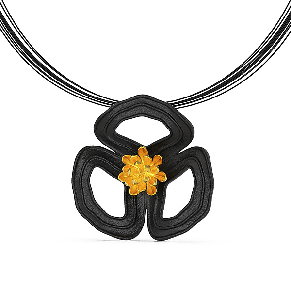 Gold Poppy Pendant by Oliver Hampel (Gold, Silver & Steel Necklace) | Artful Home Gold Poppy Pendant by Oliver Hampel (Gold, Silver & Steel Necklace) | Artful Home