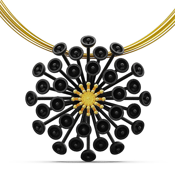 Gold Allium Pendant by Oliver Hampel (Mixed-Media Necklace) | Artful Home Gold Allium Pendant by Oliver Hampel (Mixed-Media Necklace) | Artful Home
