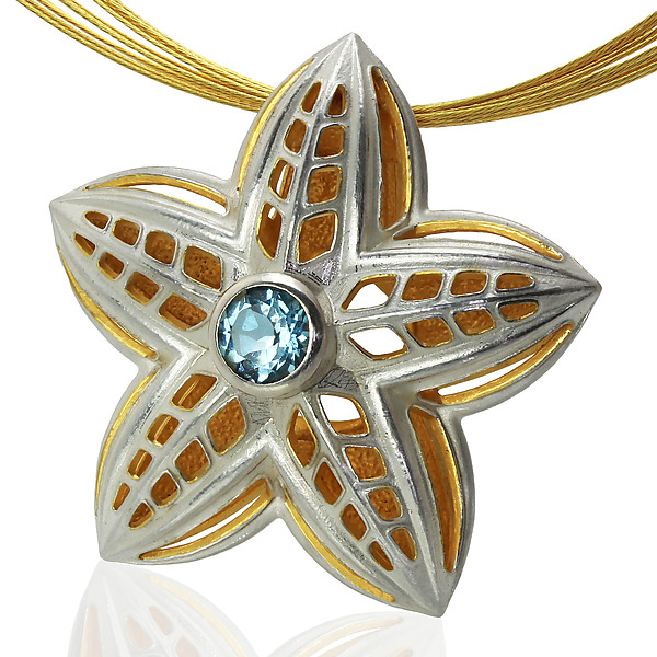 Two Tone Topaz Star Necklace by Oliver Hampel (Gold, Silver & Stone Necklace) | Artful Home Two Tone Topaz Star Necklace by Oliver Hampel (Gold, Silver & Stone Necklace) | Artful Home