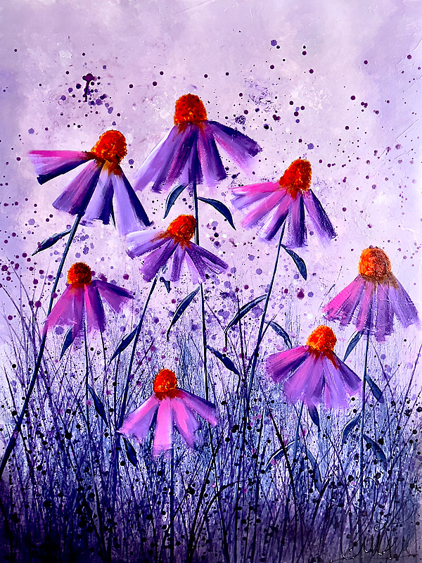 Purple Daisies by Fernando Garcia (Acrylic Painting) | Artful Home Purple Daisies by Fernando Garcia (Acrylic Painting) | Artful Home