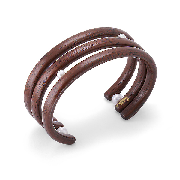 Zed Cuff by Griffith Evans (Wood & Pearl Bracelet) | Artful Home Zed Cuff by Griffith Evans (Wood & Pearl Bracelet) | Artful Home