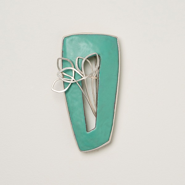 Aqua Sprouts Brooch & Pendant by Paulette Werger (Enamel & Silver Pin & Pendant) | Artful Home Aqua Sprouts Brooch & Pendant by Paulette Werger (Enamel & Silver Pin & Pendant) | Artful Home