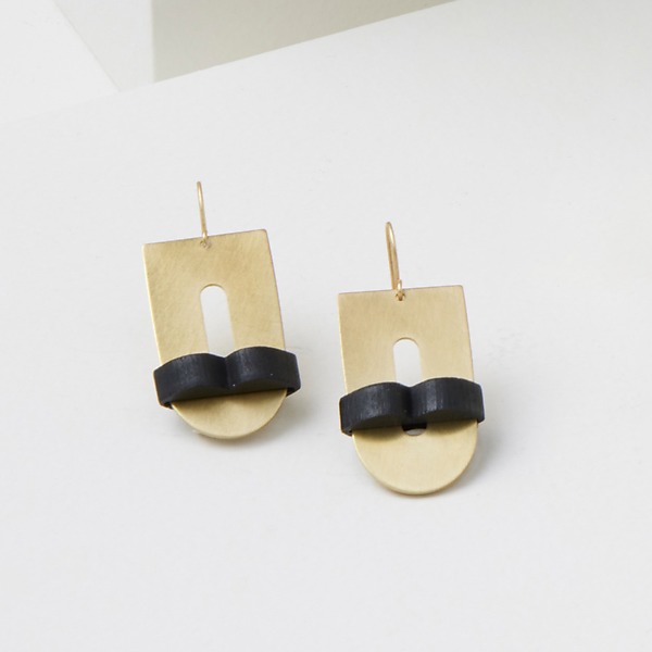 Dita Wrap Earrings by Julie Crosson (Brass & Wood Earrings) | Artful Home Dita Wrap Earrings by Julie Crosson (Brass & Wood Earrings) | Artful Home