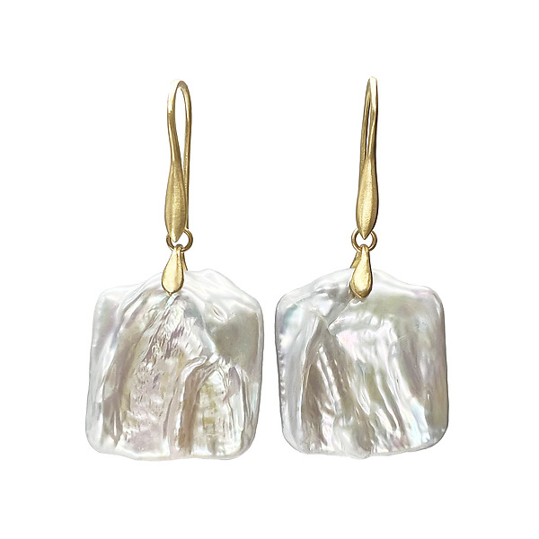 Baroque Square Pearl Dancing Earrings by Eve Streicker (Gold & Pearl Earrings) | Artful Home Baroque Square Pearl Dancing Earrings by Eve Streicker (Gold & Pearl Earrings) | Artful Home