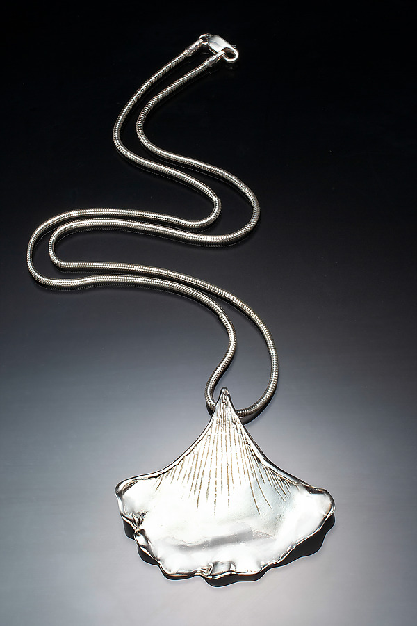 Gingko Leaf Pendant by Mary Elwyn (Silver Necklace) | Artful Home Gingko Leaf Pendant by Mary Elwyn (Silver Necklace) | Artful Home