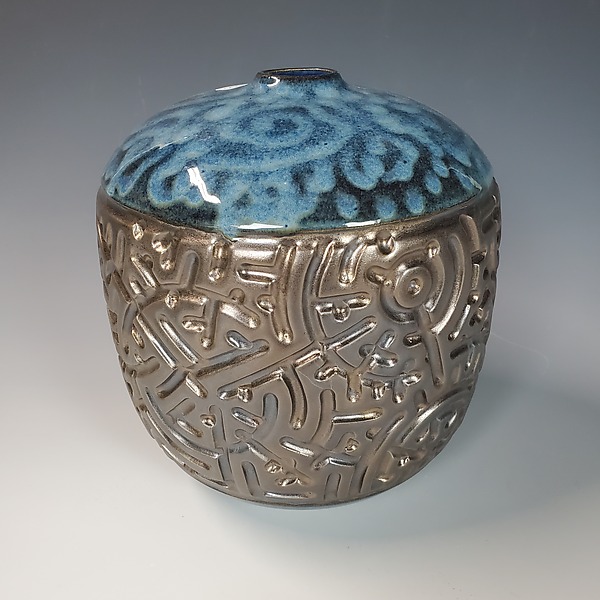 Closed Form Carved Moon Pot by Joe Lee (Ceramic Vessel) | Artful Home Closed Form Carved Moon Pot by Joe Lee (Ceramic Vessel) | Artful Home