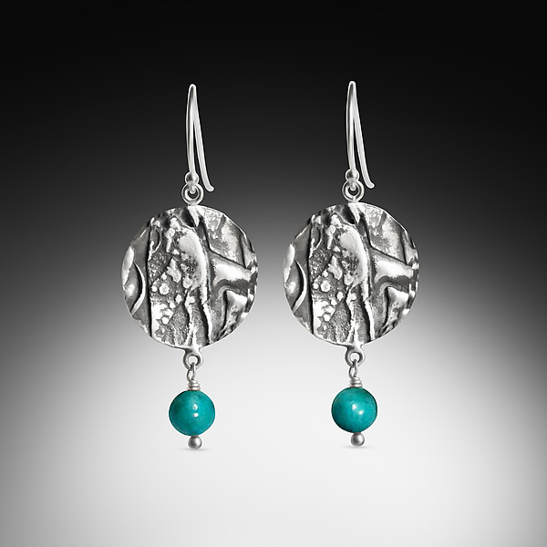 Turquoise Textural Earrings by Ellen Cohen (Silver & Stone Earrings) | Artful Home Turquoise Textural Earrings by Ellen Cohen (Silver & Stone Earrings) | Artful Home