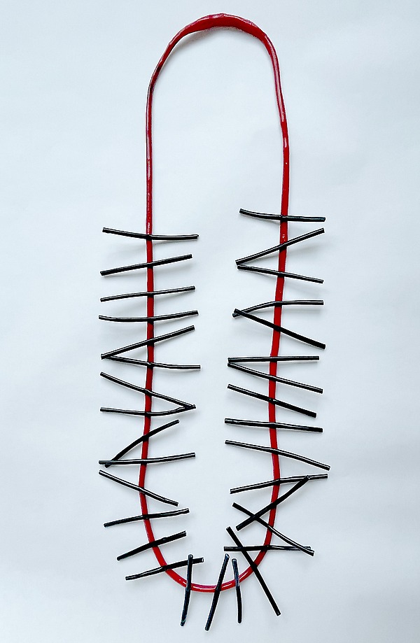 Asymmetrical Rubber Lines Necklace by Einat Cohen (Rubber Necklace) | Artful Home Asymmetrical Rubber Lines Necklace by Einat Cohen (Rubber Necklace) | Artful Home