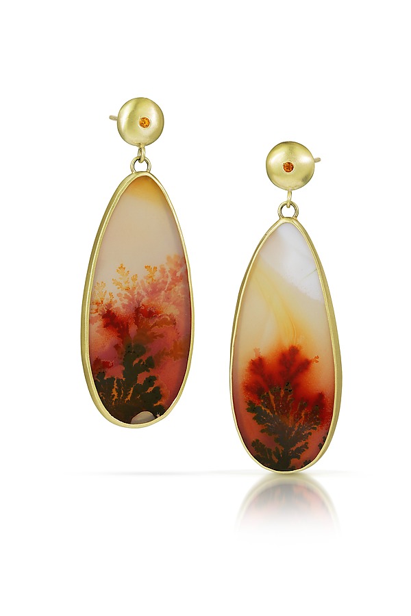 Wish Dendritic Agate Earrings by Judi Powers (Gold & Stone Earrings) | Artful Home Wish Dendritic Agate Earrings by Judi Powers (Gold & Stone Earrings) | Artful Home