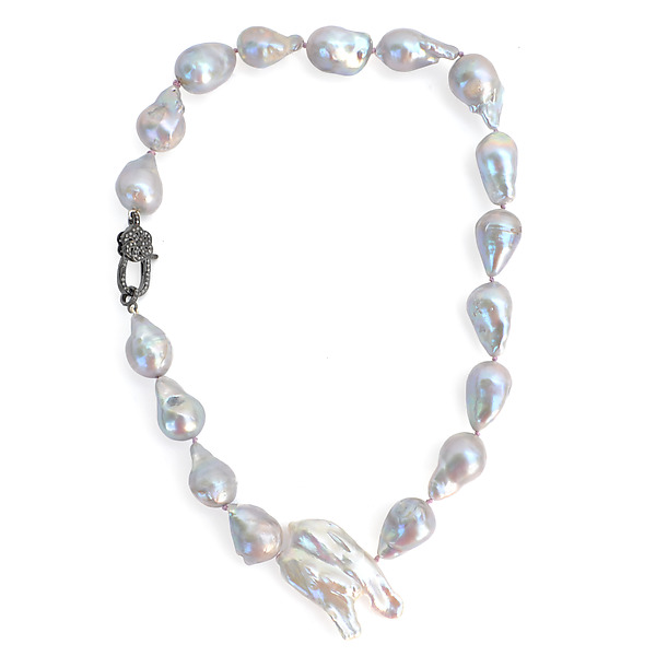 Baroque Grey Tahitian and Keshi Pearl Necklace by Mejia Jewelry (Silver, Pearl & Stone Necklace) | Artful Home Baroque Grey Tahitian and Keshi Pearl Necklace by Mejia Jewelry (Silver, Pearl & Stone Necklace) | Artful Home